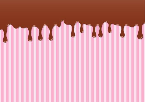 Chocolate melting on pink striped background