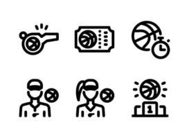 Simple Set of Basketball Related Line Icons. Contains Icons as Whistle, Ticket, Schedule and more. vector