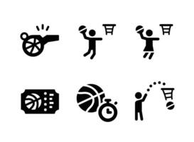 Simple Set of Basketball Related Solid Icons. Contains Icons as Whistle, Athlete, Ticket and more. vector