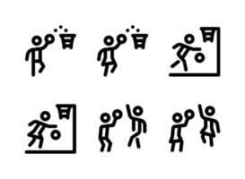Simple Set of Basketball Related Line Icons. Contains Icons as Layup, Dribbling, Blocked Shot and more. vector