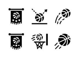 Simple Set of Basketball Related Solid Icons. Contains Icons as Pennant, Bounce Ball, Shoot and more. vector