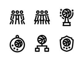 Simple Set of Basketball Related Line Icons. Contains Icons as Team Huddle, Trophy, Achievement and more. vector