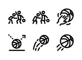 Simple Set of Basketball Related Line Icons. Contains Icons as Defense, Bounce, Shoot and more. vector
