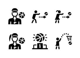 Simple Set of Basketball Related Solid Icons. Contains Icons as Coach, Free Throw, Passing and more. vector