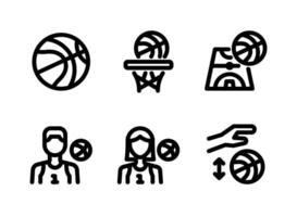Simple Set of Basketball Related Line Icons. Contains Icons as Basketball Hoop, Athlete and more. vector
