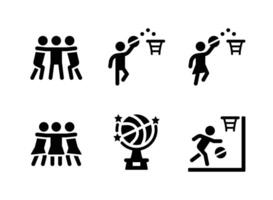 Simple Set of Basketball Related Solid Icons. Contains Icons as Huddle, Layup, Trophy and more. vector