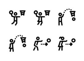 Simple Set of Basketball Related Line Icons. Contains Icons as Basketball Player, Free Throw, Passing and more. vector