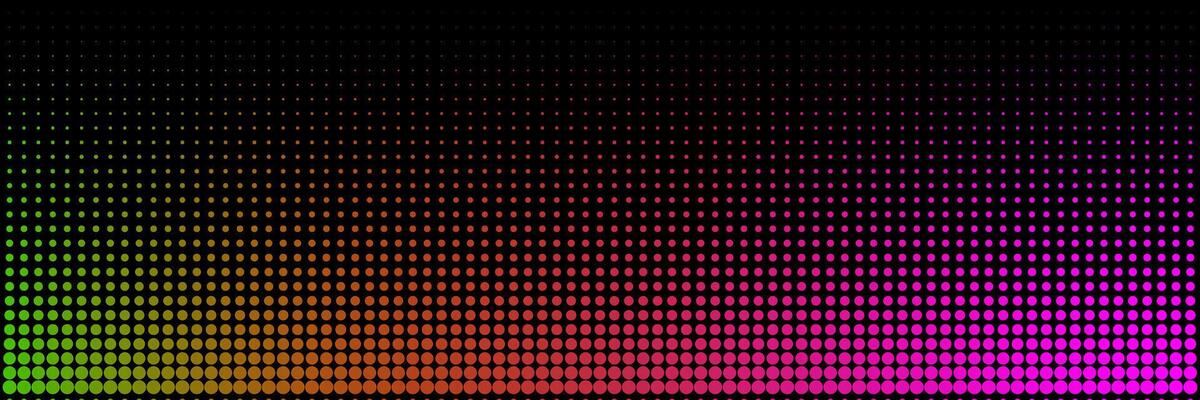 Horizontal halftone background with neon gradient. Grunge wallpaper with dots, neon fade to create a comic style design, retro collage.