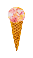 Blueberry yogurt ice cream ice cream scoop with cone watercolor png