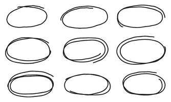 Hand drawn ellipse frames scribble oval set vector