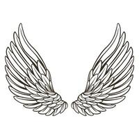 illustrator pair of wings clean line art Tatto, source design vector