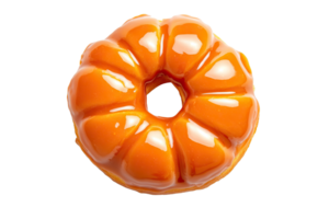 Donut in the shape of a pumpkin isolated on a transparent background. png
