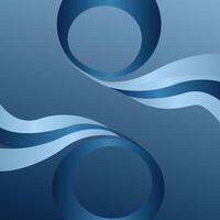 Blue abstract papercut background with simple shapes Modern illustration of smooth bending 3D objects. vector
