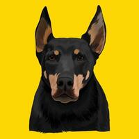Dog Head Artwork With Deep Yellow Color background vector