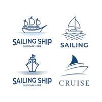 set of collection ship logo design concept idea vector
