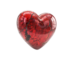 Red shiny heart with cracks isolated on transparent background png