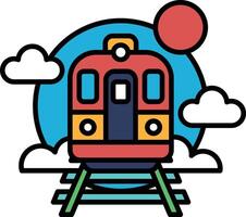 A train is shown with a red and yellow color scheme vector