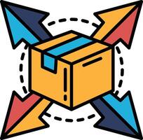 A box with arrows pointing in different directions vector