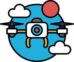 A drone with a camera on it flying in the sky vector