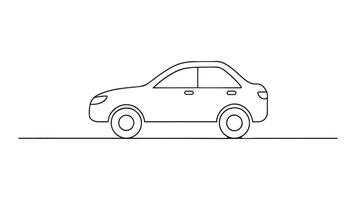 A car is illustrated in a line, set against a backdrop of flowing waves, creating a dynamic and artistic scene flat illustration vector