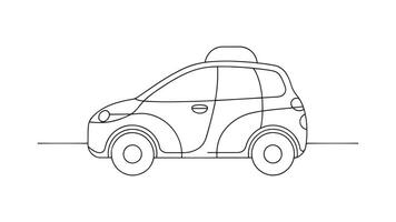 Autonomous Vehicle Transport isolated continuous line art flat illustration on white background vector