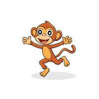 Monkeys jump cartoon style flat illustration on white background vector