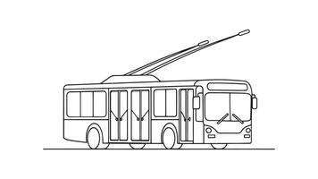 Trolleybus Transport Types isolated continuous line art flat illustration on white background vector