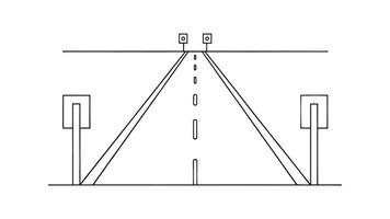 Frontage road continuous line art flat illustration on white background. vector