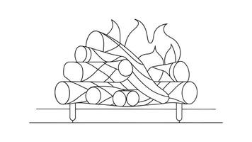 Firewood Rack Miscellaneous Furniture isolated continuous line art flat illustration on white background vector