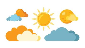 Sun and a cloud, representing sunny weather with some cloud cover isolated flat illustration on white background. vector
