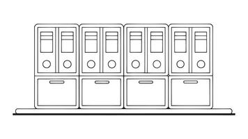 File Organizer Storage Furniture isolated continuous line art flat illustration on white background vector
