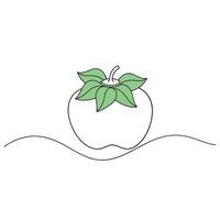 Persimmon Fruit isolated continuous line art flat illustration on white background vector