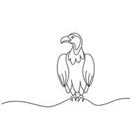 Vulture bird continuous line art flat illustration on white background. vector