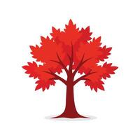 Red Maple tree isolated flat illustration on white background. vector