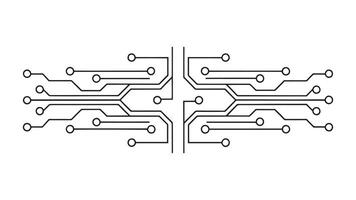 Circuit board featuring multiple wires connected to various components, showcasing intricate electronic design. vector