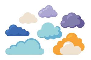 Clouds set flat illustration white background vector