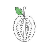 Jack Fruit isolated continuous line art flat illustration on white background vector