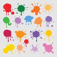 Ink drops and splashes. Blotter spots, liquid paint drip drop splash and ink splatter. Artistic dirty grunge abstract spot vector