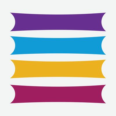 Set of 4 colorful flat banners with rounded corners. Abstract Shape Banner. Badge Shape. Background.