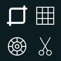 Edit Icon Collection. Crop Icon, Scissor icon, Square Shape edit icon. Rounded edit. Design and Drawing Line Icons. vector