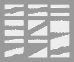 Set of Torn sheets of paper, Torn paper strips, Blank Ripped stripes of paper, illustration vector