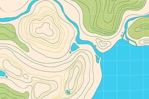 Topographic map with abstract wavy lines. Mountain relief vector