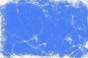 Vibrant blue and white grunge background. Distress overlay texture in retro style. Torn, weathered effect with icy winter vibes. vector