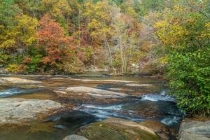 Creek with rushing water in autumn photo