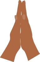 Hands in prayer. Symbol openness heart and desire for spiritual connection. Hope for divine guidance or support. Expression gratitude. Conversation with God. vector