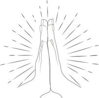 Hands in prayer. Symbol openness heart and desire for spiritual connection. Hope for divine guidance or support. Expression gratitude. Conversation with God. vector