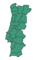 Green Portugal simple map with states border outline illustration vector