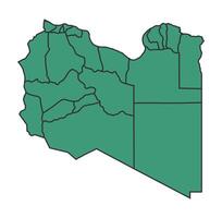 Green Libya simple map with states border outline illustration vector
