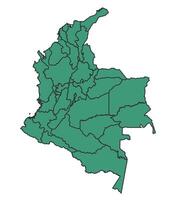 Green Colombia simple map with states border outline illustration vector