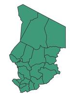 Green Chad simple map with states border outline illustration vector